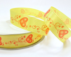 Лента атласная декоративная "сердечки"  20мм (уп.50ярд)